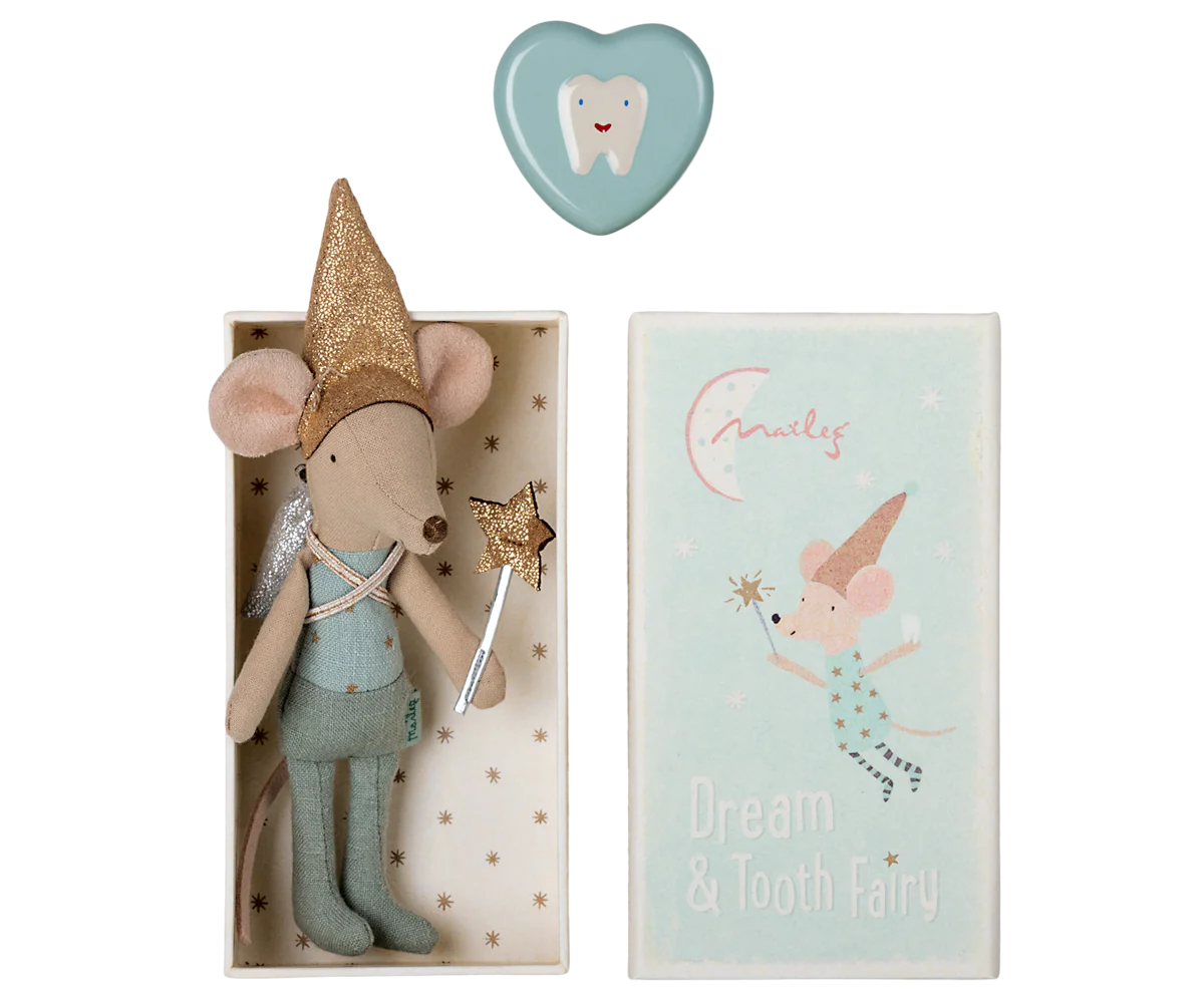 Tooth fairy mouse in matchbox - Blue