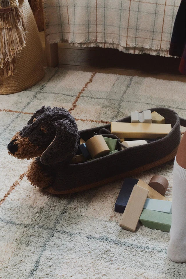 Lorena Canals Sparky storage basket styled in a children’s room