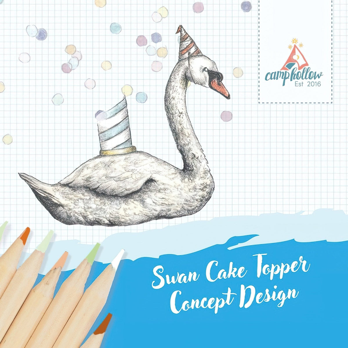 Camp Hollow Swan Cake Topper
