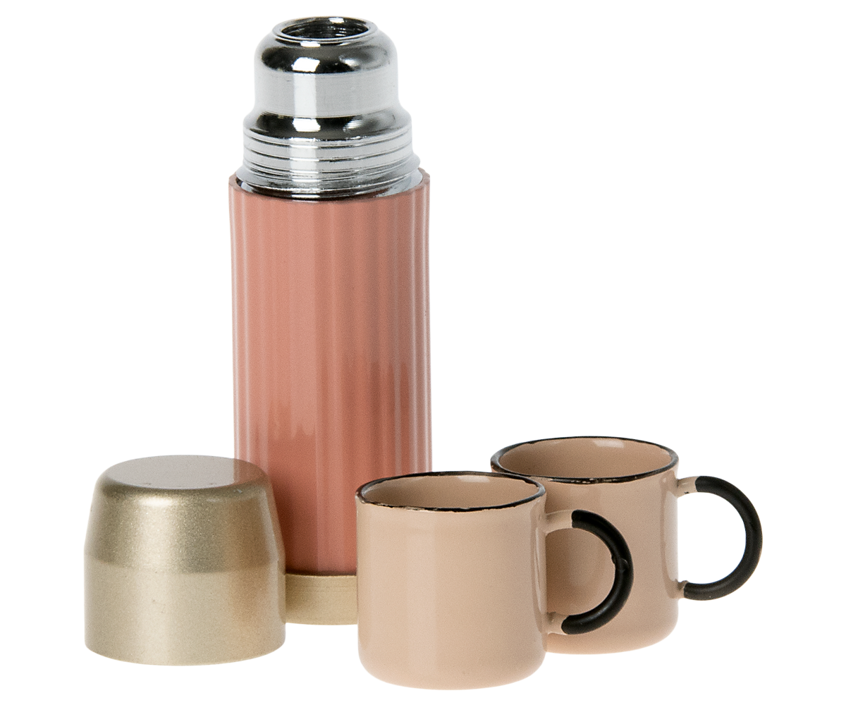 Maileg Thermos and Cups in Soft Coral