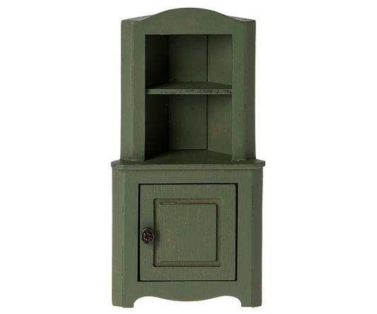 Maileg dark green mouse corner cabinet front view