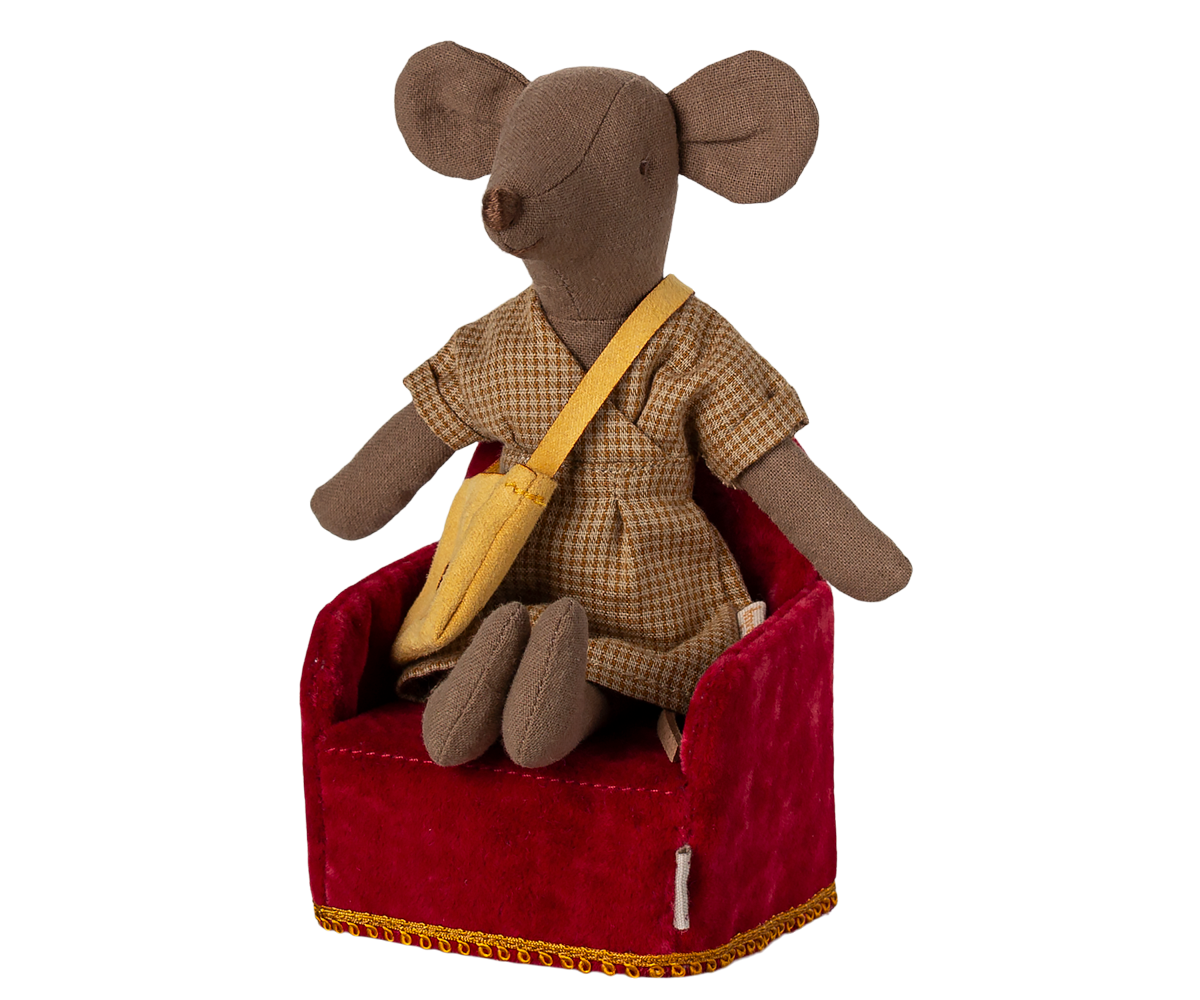 Maileg red mouse folding chair styled view 2