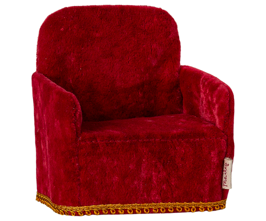 Maileg red mouse folding chair front view