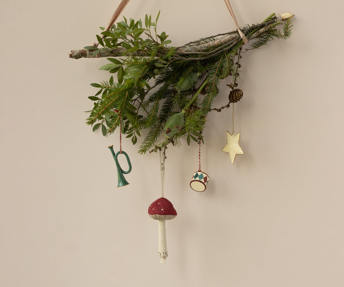 Maileg Mushroom Ornament - Red detail