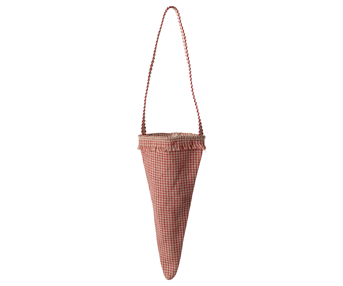 Maileg checker cornet ornament Red front view