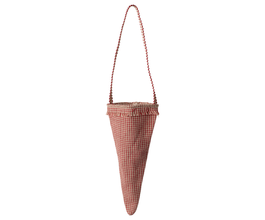 Maileg checker cornet ornament Red front view