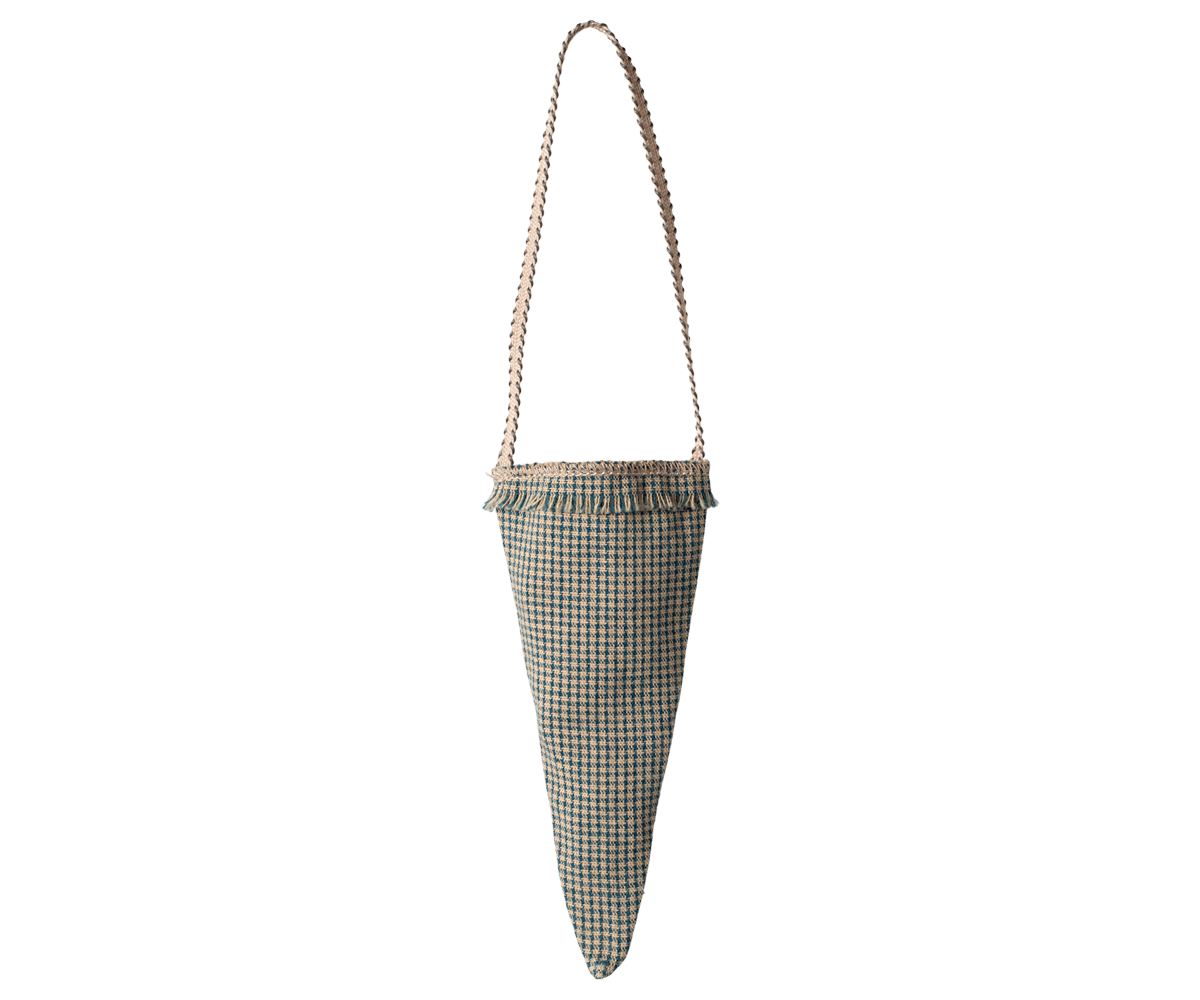 Maileg checker cornet ornament Petrol front view