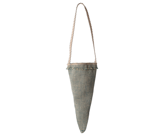 Maileg checker cornet ornament Petrol front view