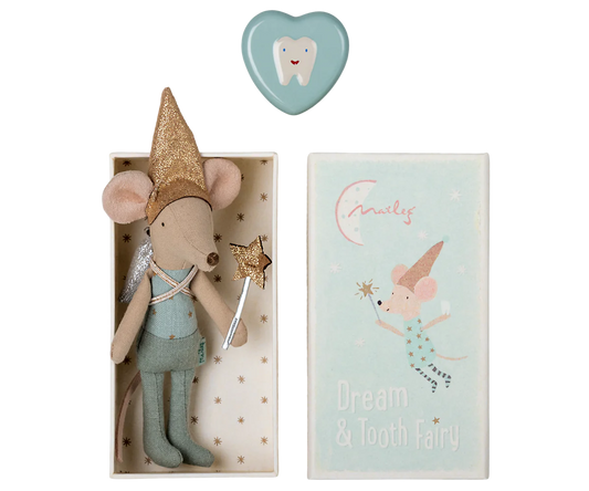 Tooth fairy mouse in matchbox - Blue