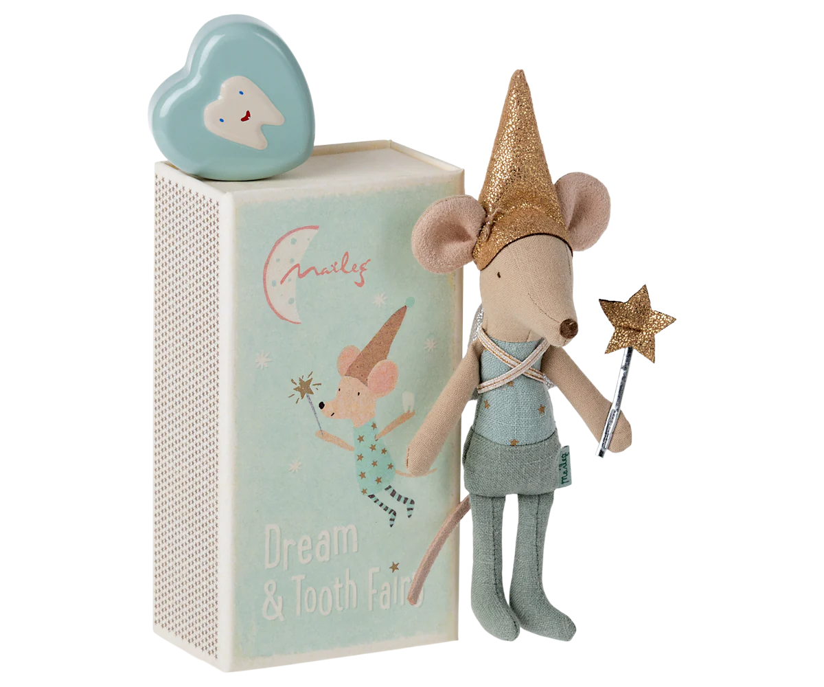 Tooth fairy mouse in matchbox - Blue