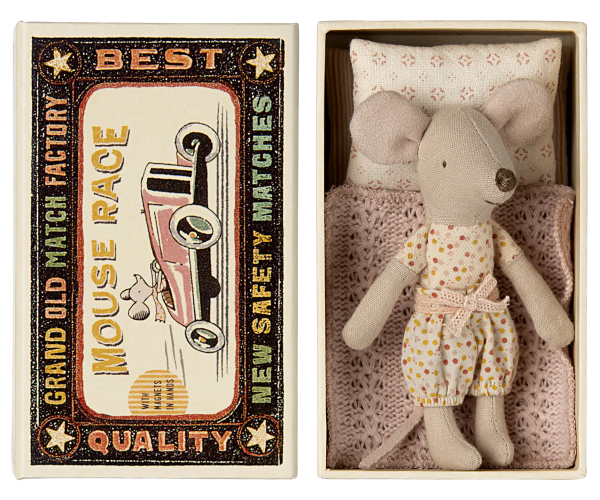 Little sister mouse in matchbox