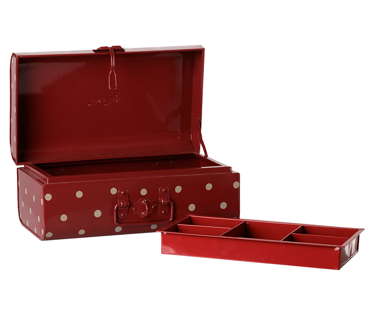 (Pre-order)Storage suitcase, Small - Dark red w. tray