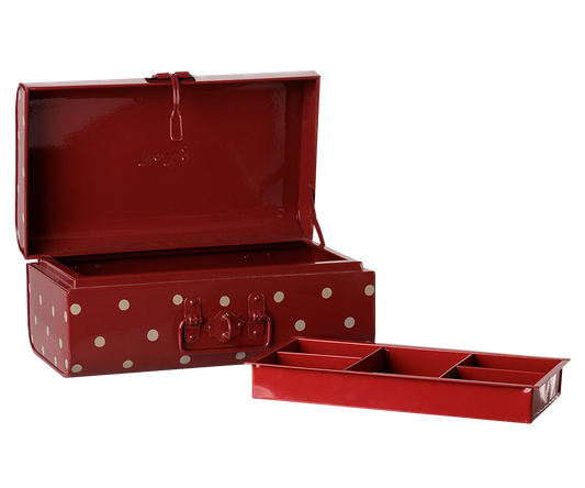 (Pre-order)Storage suitcase, Small - Dark red w. tray