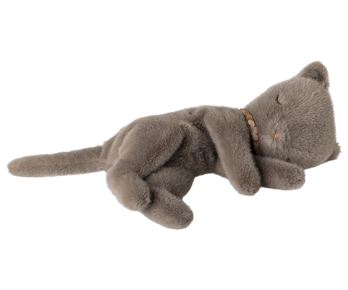 Sleeping kitten plush, Small - Grey