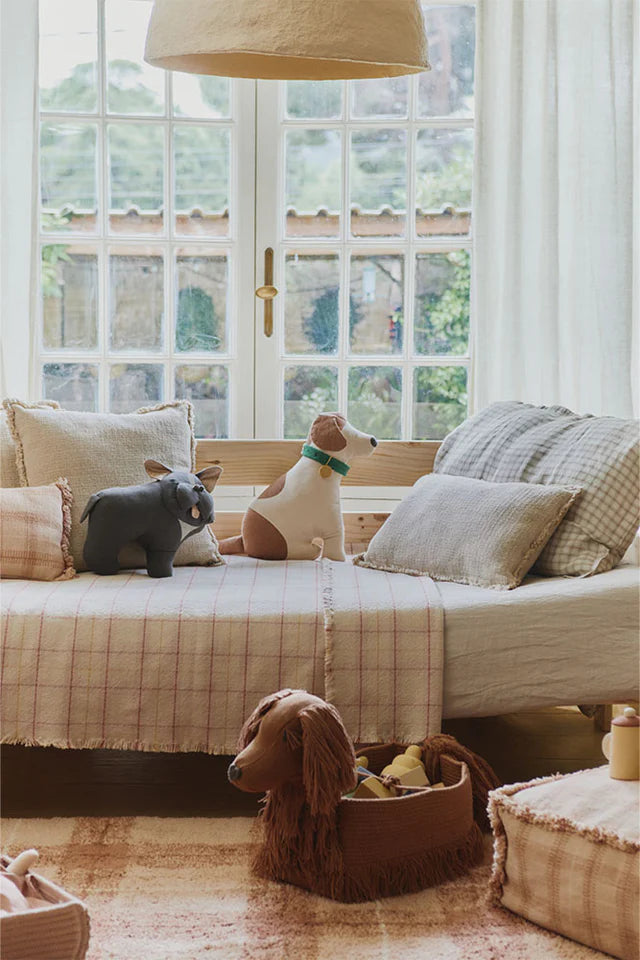 Lorena Canals Poppy storage basket shown in a kids space
