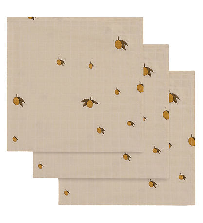 3 pack muslin cloth gots-lemon
