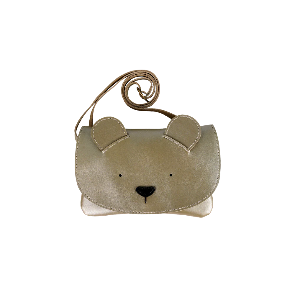Alaula Purse | Bear | Champagne Metallic Leather