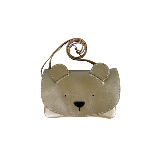 Alaula Purse | Bear | Champagne Metallic Leather
