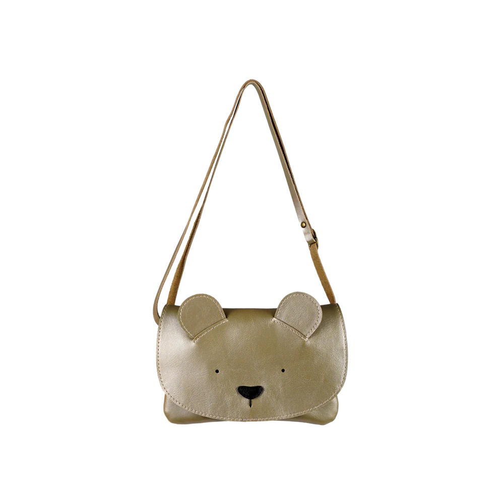 Alaula Purse | Bear | Champagne Metallic Leather