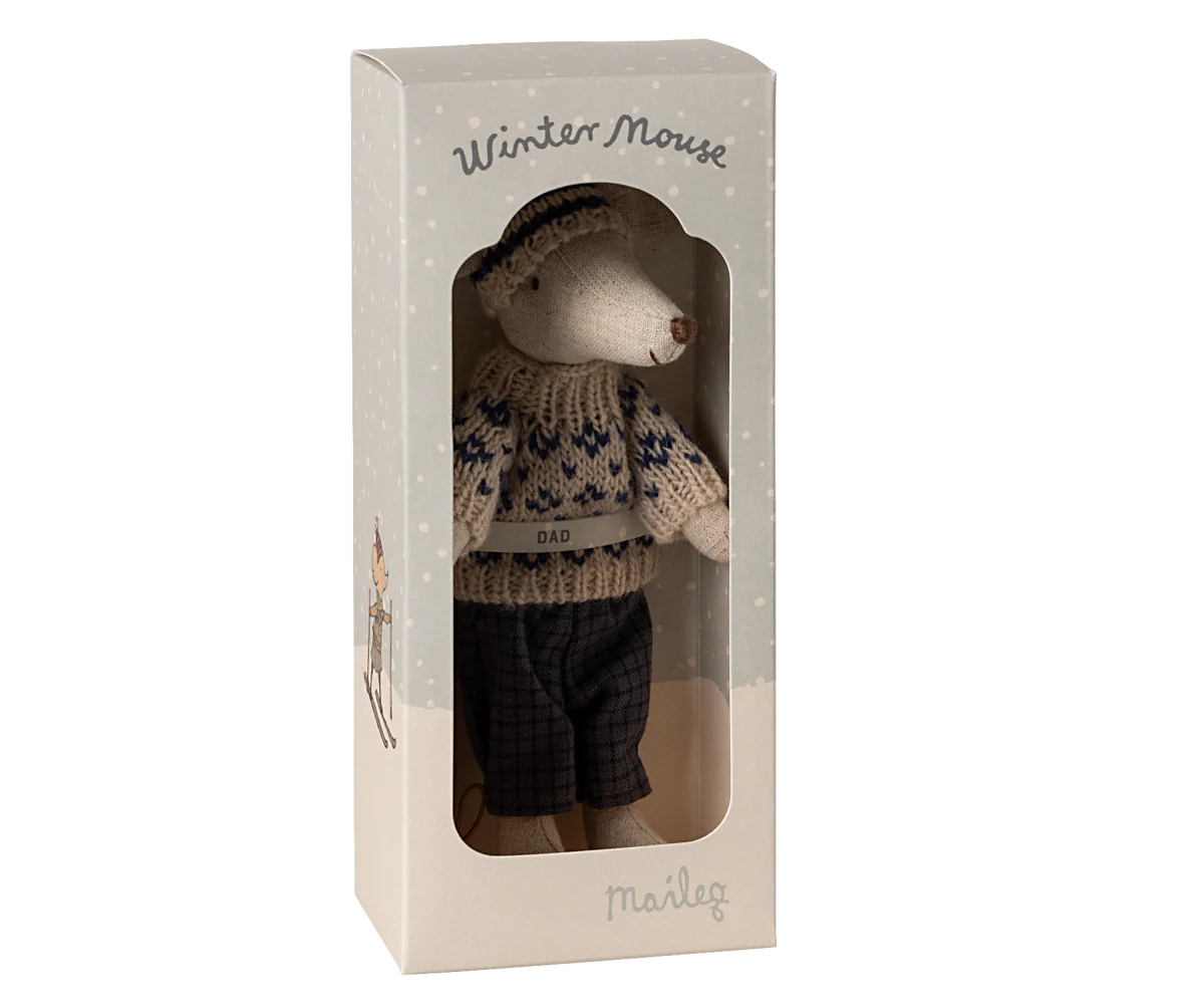 Winter mouse with ski set, Dad - Blue