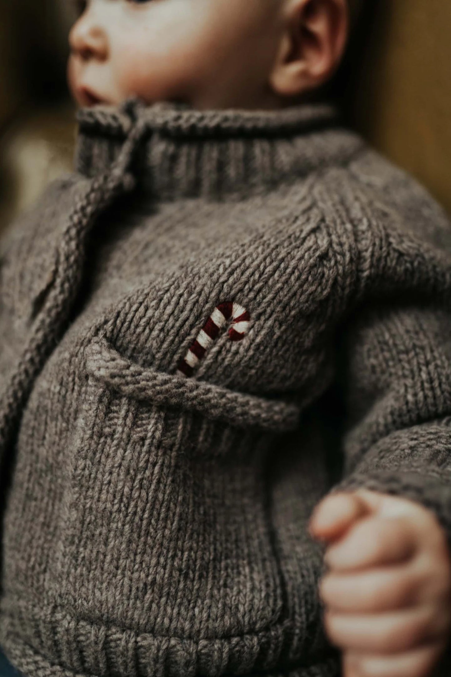 Bieka Cardigan | Candy Cane | Dark Taupe Melange