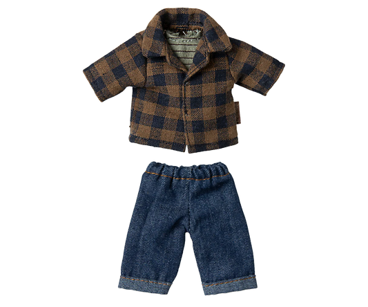 Brown checked shirt and pants, Dad mouse