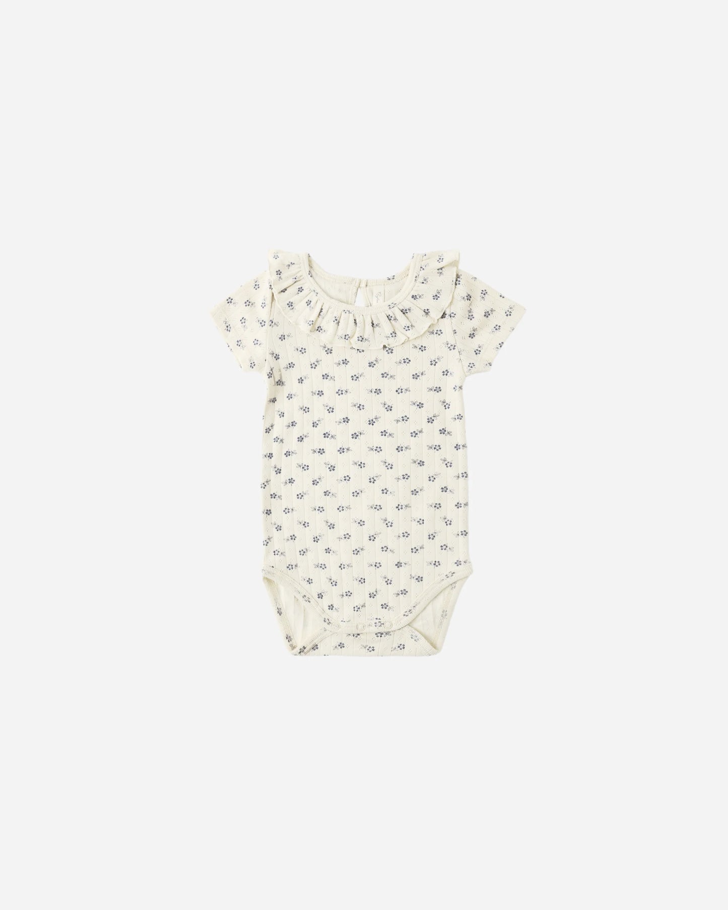 Ruffle Collar Bodysuit Blue Ditsy