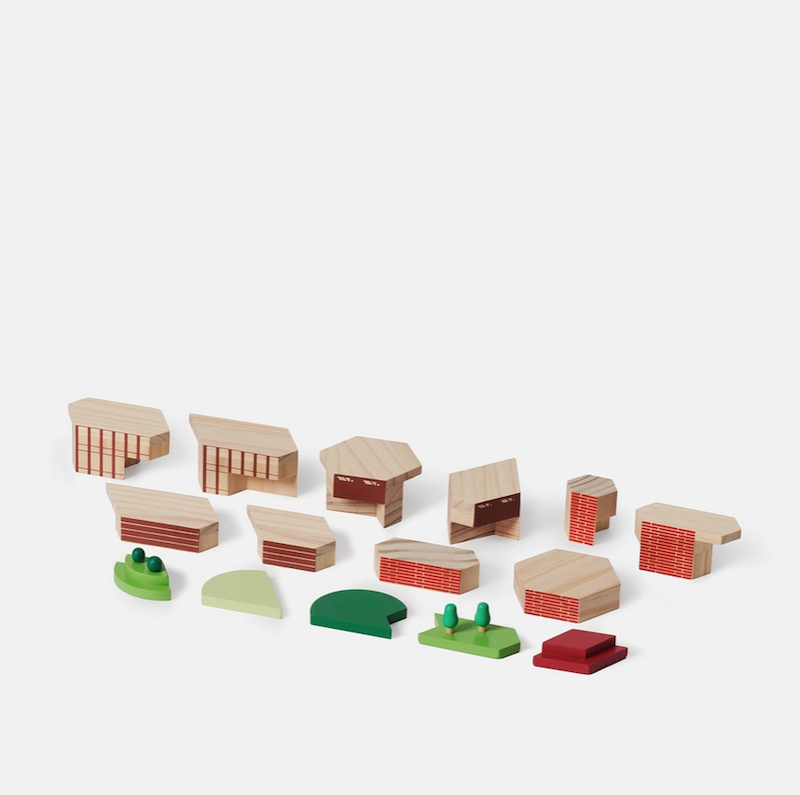 Areaware Blockitecture Frank Lloyd Wright Usonian complete wooden block set