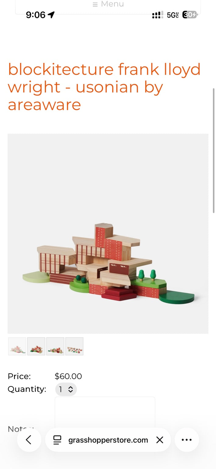 Areaware Blockitecture Frank Lloyd Wright Usonian architectural building blocks