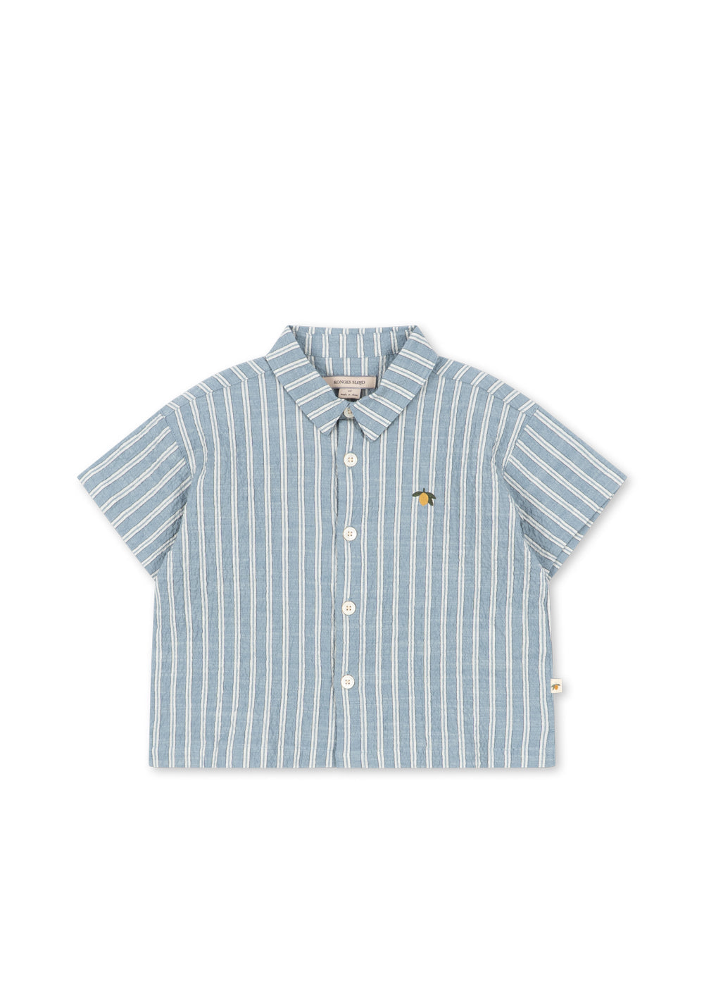 Konges Sløjd Elliot Short Sleeve Shirt – Trio Bleu Stripe, front view