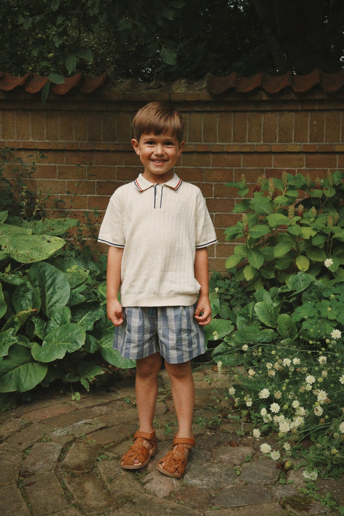Konges Sløjd Mio Knit Polo in Almond Milk, lifestyle view 2