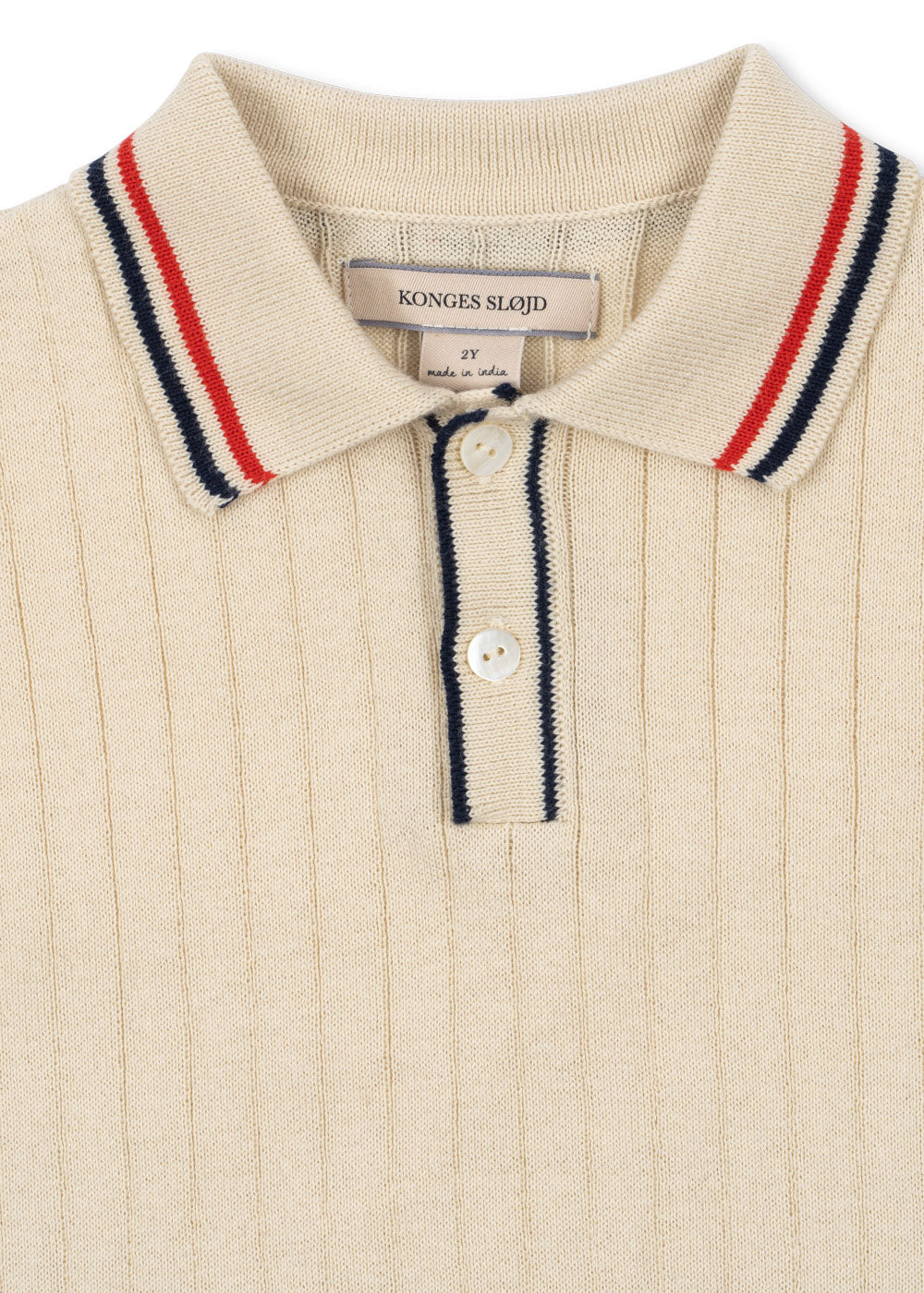 Konges Sløjd Mio Knit Polo in Almond Milk, detail view 6