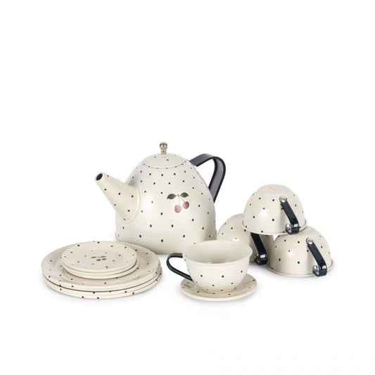 Konges Sløjd Tea Party Blue Dot 13-piece tin pretend play set