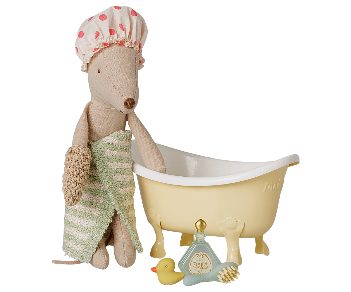 Maileg Bathtub set, Mouse - Yellow, view 2