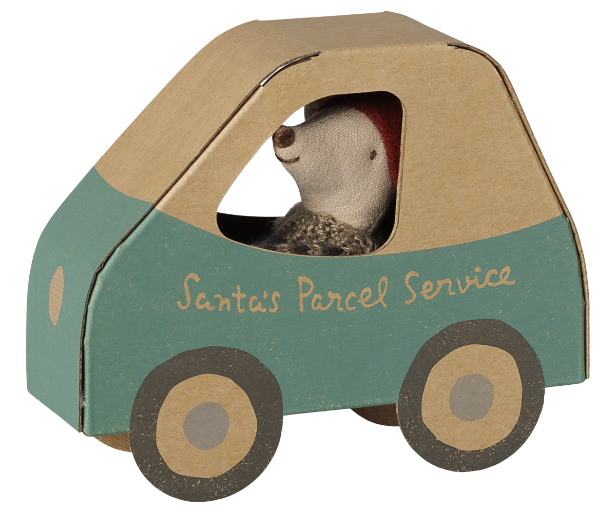 Maileg Christmas mouse, Little brother in car box, view 3