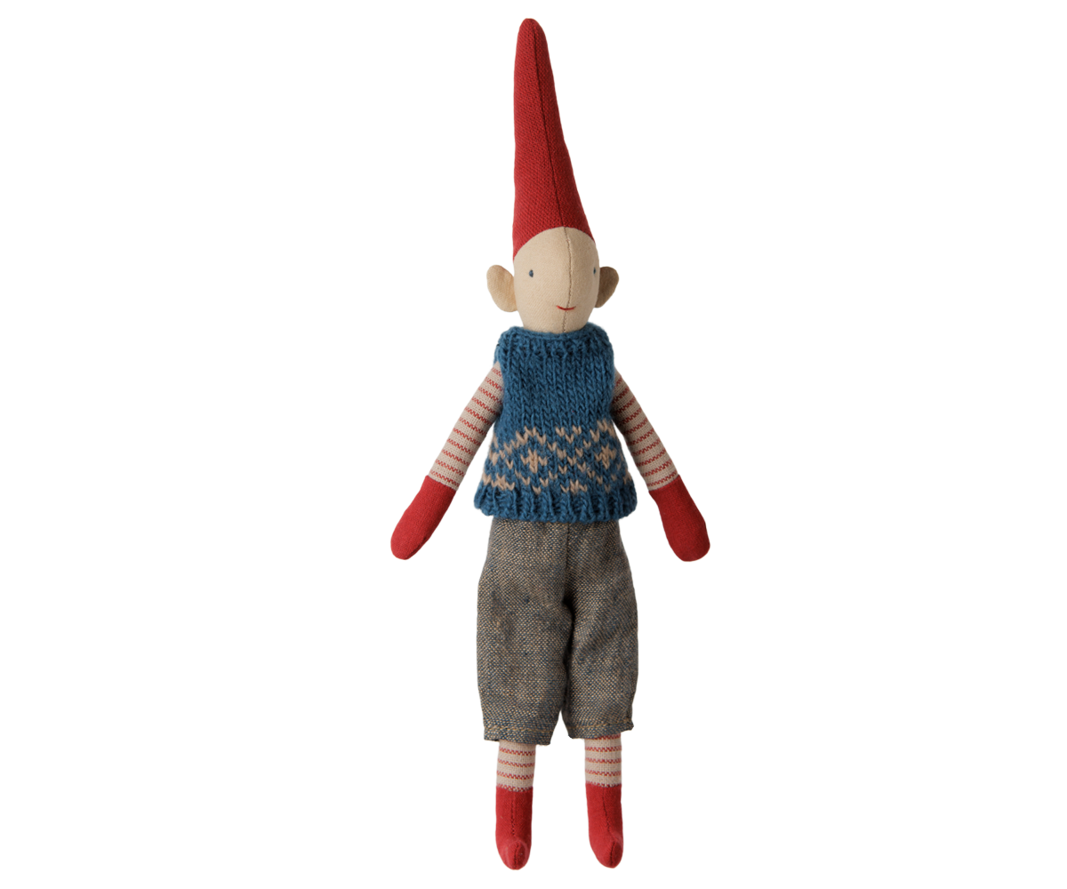 Maileg Pixy, Size 1 - Boy - Blue knitted vest