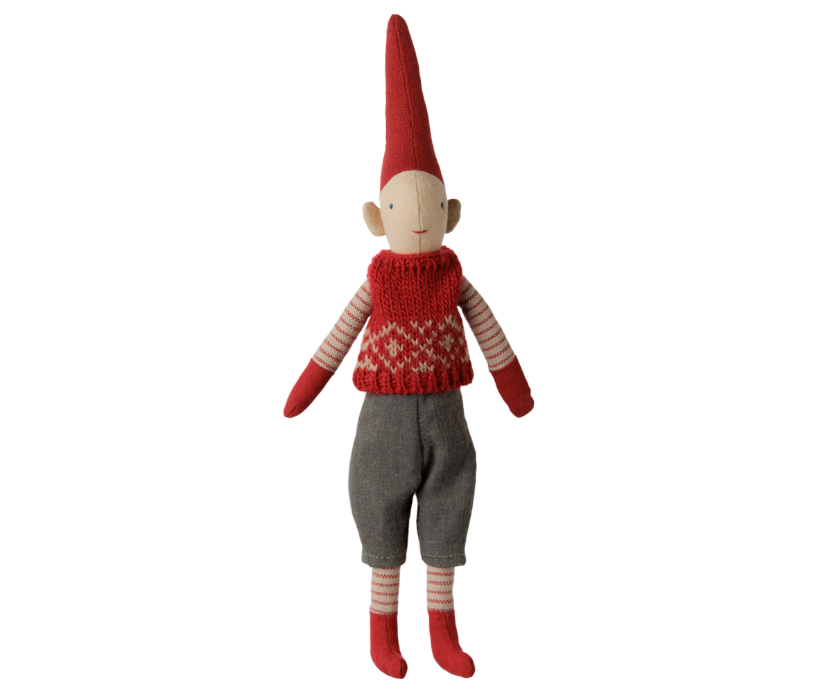Maileg Pixy, Size 1 - Boy - Red knitted vest