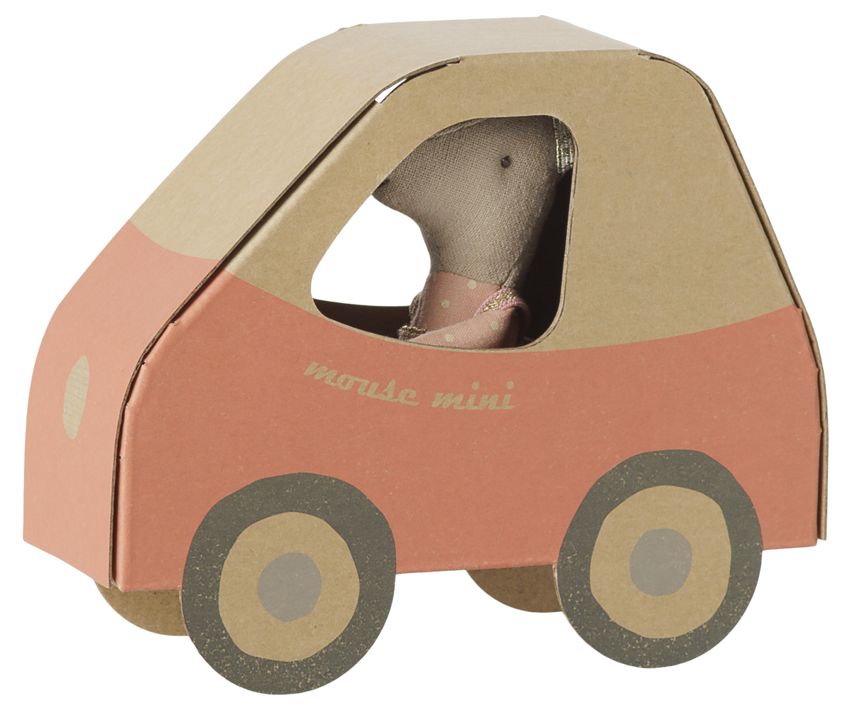 Maileg Driver Mouse Little Sister in car-shaped box