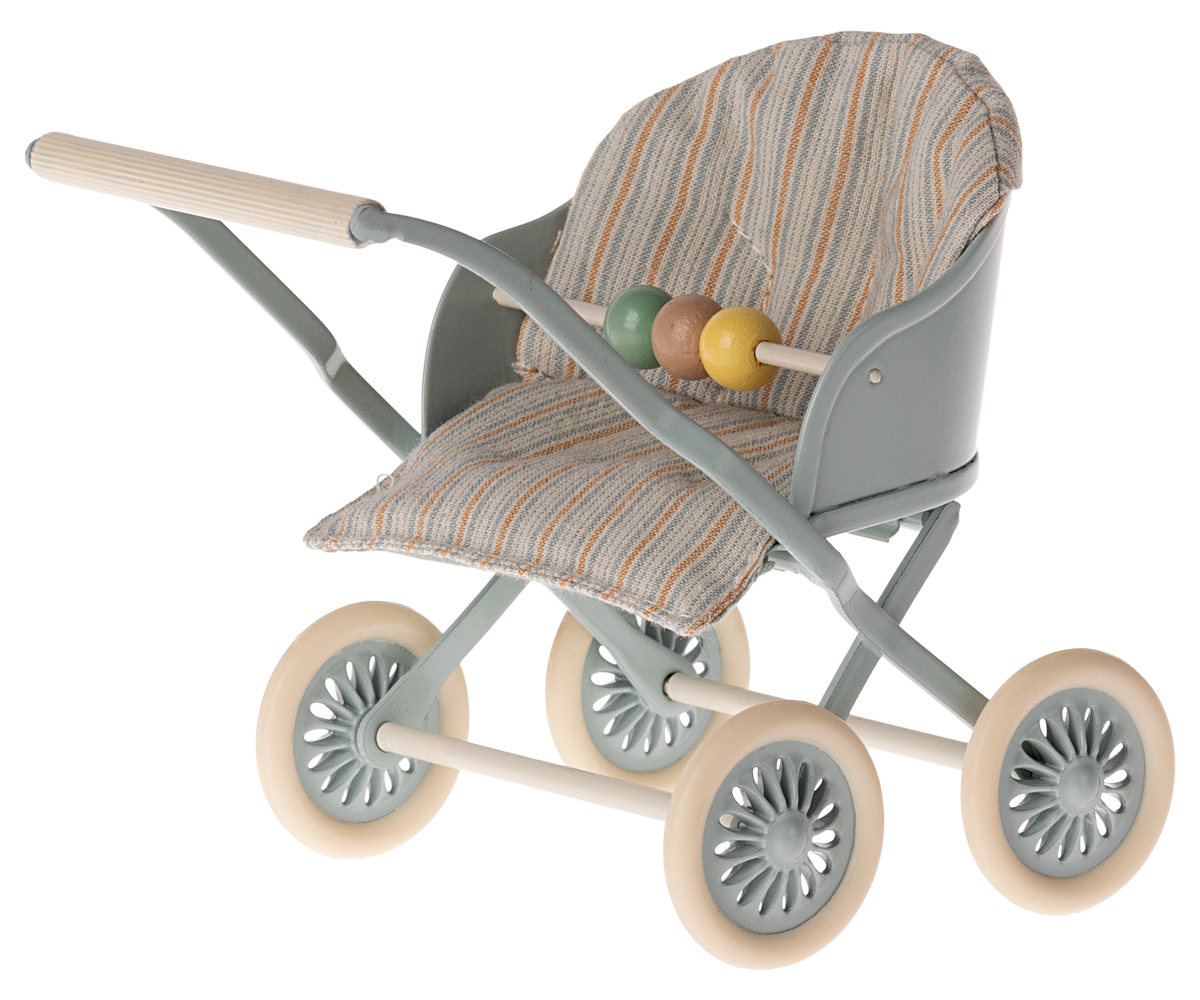 Maileg Stroller, Baby Mice - Mint