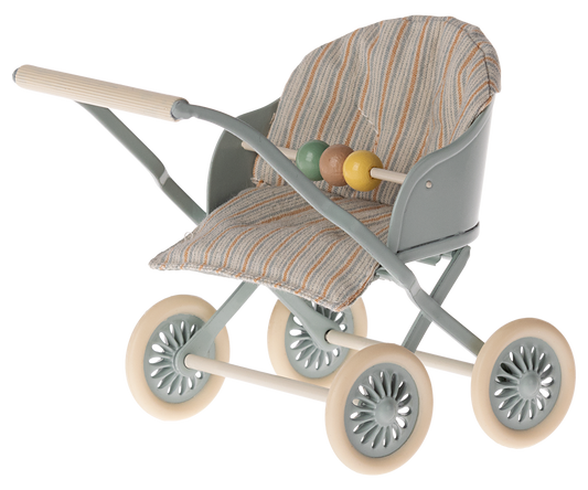 Maileg Stroller, Baby Mice - Mint