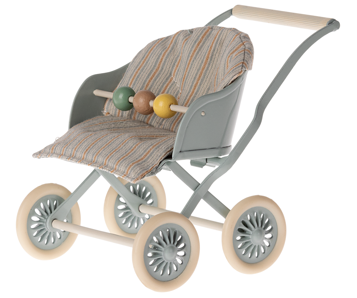 Maileg Stroller, Baby Mice - Mint