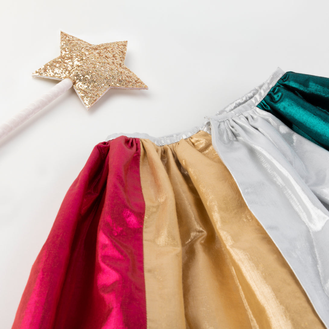 Meri Meri metallic rainbow cape and star wand - official product photo 3