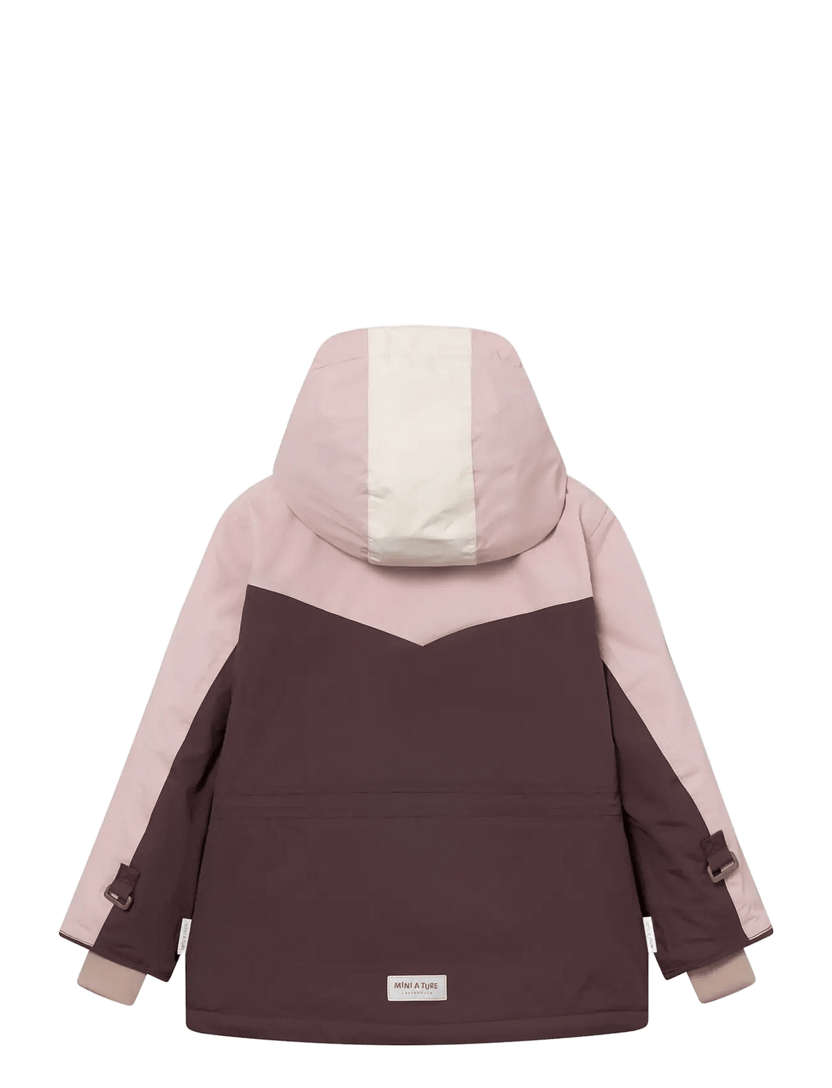MINI A TURE MATWALDO fleece-lined winter jacket in Aubergine and Adobe Rose, back view