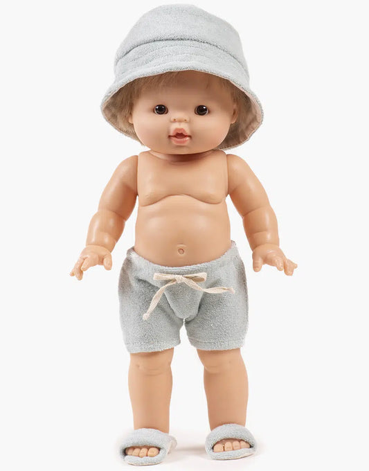 3-piece “Sun” set for boys in green tea terry cloth