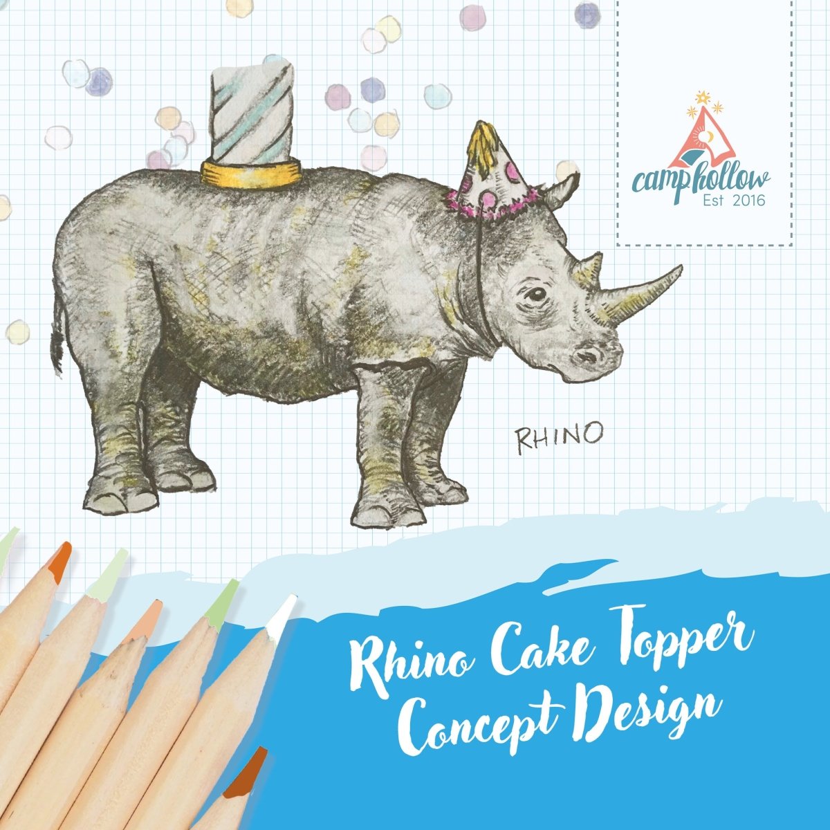 Camp Hollow Rhino Cake Topper
