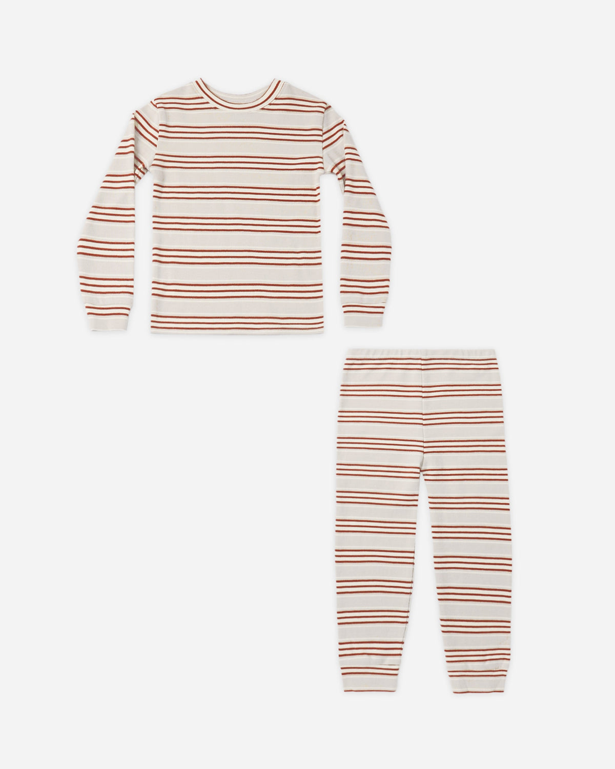 Rylee + Cru Organic Long Sleeve Pajama Set Holiday Stripe