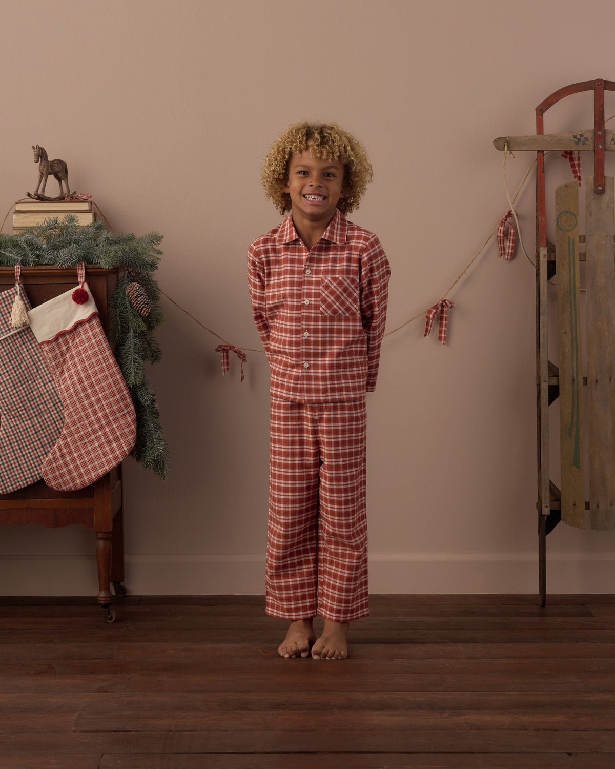 Rylee + Cru Long Sleeve Pajamas – Ruby Plaid, official photo 2