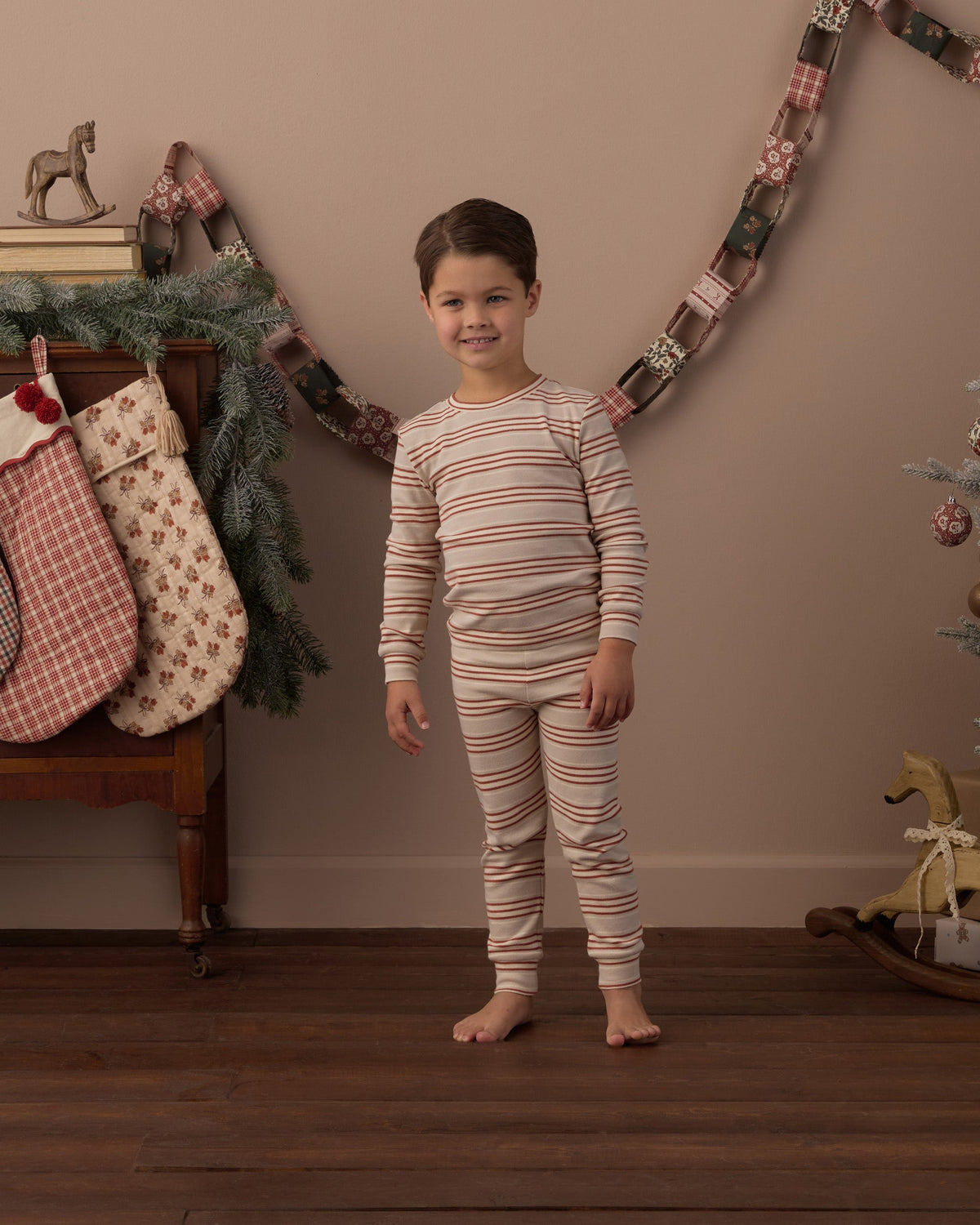 Rylee + Cru Organic Long Sleeve Pajama Set – Holiday Stripe, official photo 2