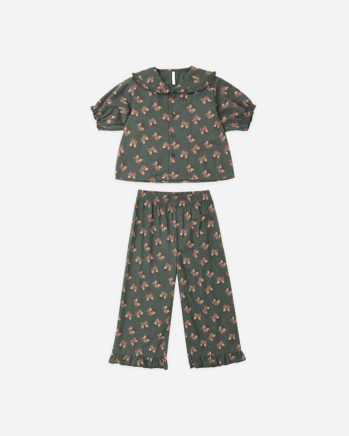 Rylee + Cru Ruffle Pajamas – Evergreen Bouquet, official photo 1