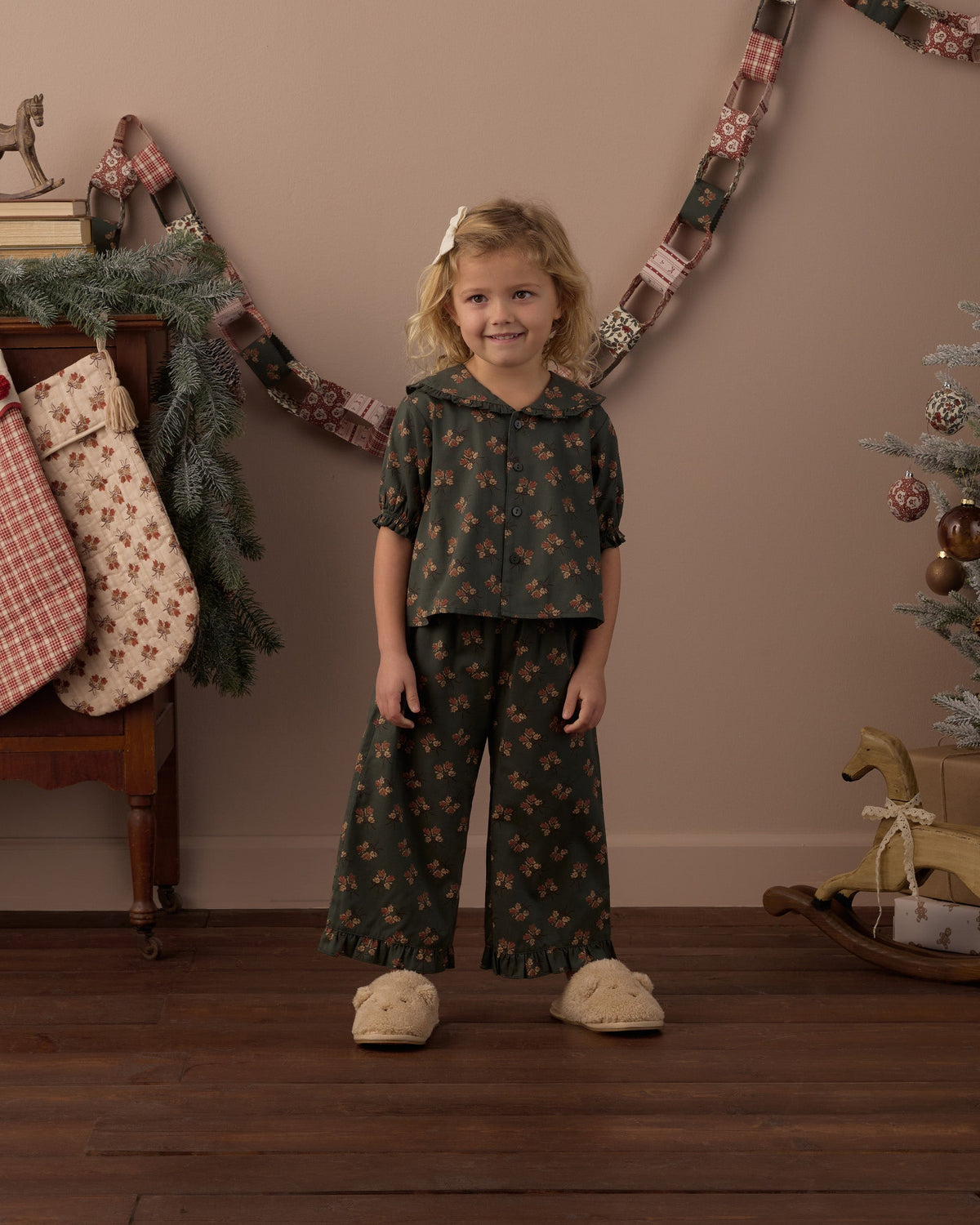 Rylee + Cru Ruffle Pajamas – Evergreen Bouquet, official photo 2